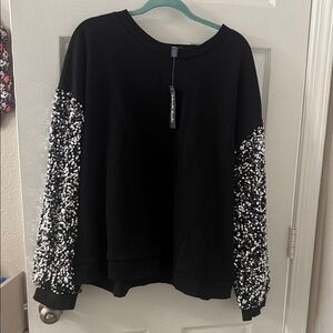 ModCloth Black Sequin Sleeve Fun Top